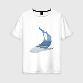 Женская футболка хлопок Oversize с принтом Winter shark в Петрозаводске, 100% хлопок | свободный крой, круглый ворот, спущенный рукав, длина до линии бедер
 | акула | зима | лед | пляж