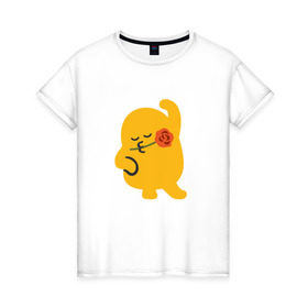 Женская футболка хлопок с принтом Mi-mi в Петрозаводске, 100% хлопок | прямой крой, круглый вырез горловины, длина до линии бедер, слегка спущенное плечо | супер для тех у кого отличное настроениесмайлики swag emoji
