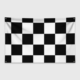 Флаг-баннер с принтом Клетка в Петрозаводске, 100% полиэстер | размер 67 х 109 см, плотность ткани — 95 г/м2; по краям флага есть четыре люверса для крепления | белый | черно белый | черный | шахматная