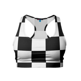 Женский спортивный топ 3D с принтом Клетка в Петрозаводске, 82% полиэстер, 18% спандекс Ткань безопасна для здоровья, позволяет коже дышать, не мнется и не растягивается |  | белый | черно белый | черный | шахматная