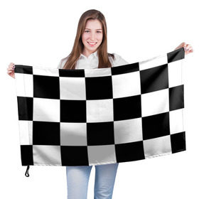 Флаг 3D с принтом Клетка в Петрозаводске, 100% полиэстер | плотность ткани — 95 г/м2, размер — 67 х 109 см. Принт наносится с одной стороны | белый | черно белый | черный | шахматная