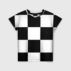 Детская футболка 3D с принтом Клетка в Петрозаводске, 100% гипоаллергенный полиэфир | прямой крой, круглый вырез горловины, длина до линии бедер, чуть спущенное плечо, ткань немного тянется | белый | черно белый | черный | шахматная