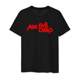 Мужская футболка хлопок с принтом ASH VS EVIL DEAD в Петрозаводске, 100% хлопок | прямой крой, круглый вырез горловины, длина до линии бедер, слегка спущенное плечо. | эш против мертвецов