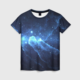 Женская футболка 3D с принтом Космос в Петрозаводске, 100% полиэфир ( синтетическое хлопкоподобное полотно) | прямой крой, круглый вырез горловины, длина до линии бедер | галактика | звезды | туманность