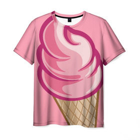 Мужская футболка 3D с принтом Ice Cream в Петрозаводске, 100% полиэфир | прямой крой, круглый вырез горловины, длина до линии бедер | cream | ice | мороженное