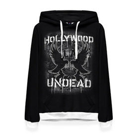 Женская толстовка 3D с принтом Hollywood Undead в Петрозаводске, 100% полиэстер  | двухслойный капюшон со шнурком для регулировки, мягкие манжеты на рукавах и по низу толстовки, спереди карман-кенгуру с мягким внутренним слоем. | хип хоп