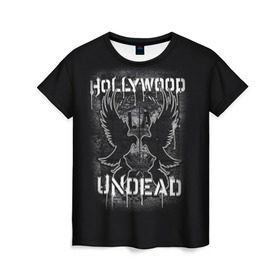 Женская футболка 3D с принтом Hollywood Undead в Петрозаводске, 100% полиэфир ( синтетическое хлопкоподобное полотно) | прямой крой, круглый вырез горловины, длина до линии бедер | хип хоп