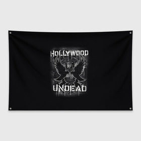 Флаг-баннер с принтом Hollywood Undead в Петрозаводске, 100% полиэстер | размер 67 х 109 см, плотность ткани — 95 г/м2; по краям флага есть четыре люверса для крепления | хип хоп