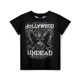 Детская футболка 3D с принтом Hollywood Undead в Петрозаводске, 100% гипоаллергенный полиэфир | прямой крой, круглый вырез горловины, длина до линии бедер, чуть спущенное плечо, ткань немного тянется | хип хоп