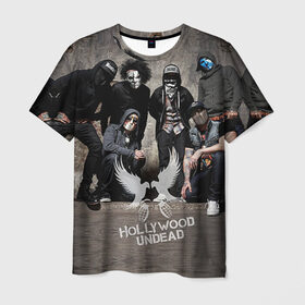 Мужская футболка 3D с принтом Hollywood Undead в Петрозаводске, 100% полиэфир | прямой крой, круглый вырез горловины, длина до линии бедер | хип хоп