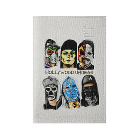 Обложка для паспорта матовая кожа с принтом Hollywood Undead в Петрозаводске, натуральная матовая кожа | размер 19,3 х 13,7 см; прозрачные пластиковые крепления | Тематика изображения на принте: хип хоп