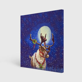 Холст квадратный с принтом Christmas deer в Петрозаводске, 100% ПВХ |  | 2016 | christmas | deer | год | новогодний | новый | олень | рождественский | с новым годом