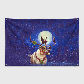 Флаг-баннер с принтом Christmas deer в Петрозаводске, 100% полиэстер | размер 67 х 109 см, плотность ткани — 95 г/м2; по краям флага есть четыре люверса для крепления | 2016 | christmas | deer | год | новогодний | новый | олень | рождественский | с новым годом