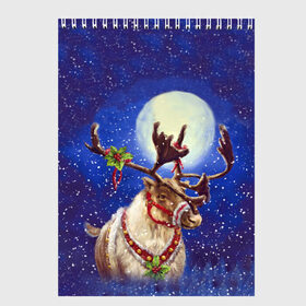 Скетчбук с принтом Christmas deer в Петрозаводске, 100% бумага
 | 48 листов, плотность листов — 100 г/м2, плотность картонной обложки — 250 г/м2. Листы скреплены сверху удобной пружинной спиралью | 2016 | christmas | deer | год | новогодний | новый | олень | рождественский | с новым годом