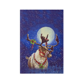 Обложка для паспорта матовая кожа с принтом Christmas deer в Петрозаводске, натуральная матовая кожа | размер 19,3 х 13,7 см; прозрачные пластиковые крепления | Тематика изображения на принте: 2016 | christmas | deer | год | новогодний | новый | олень | рождественский | с новым годом