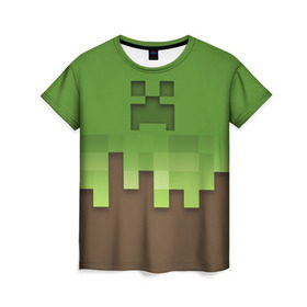 Женская футболка 3D с принтом Minecraft edition в Петрозаводске, 100% полиэфир ( синтетическое хлопкоподобное полотно) | прямой крой, круглый вырез горловины, длина до линии бедер | creeper | minecraft