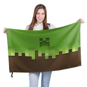 Флаг 3D с принтом Minecraft edition в Петрозаводске, 100% полиэстер | плотность ткани — 95 г/м2, размер — 67 х 109 см. Принт наносится с одной стороны | Тематика изображения на принте: creeper | minecraft