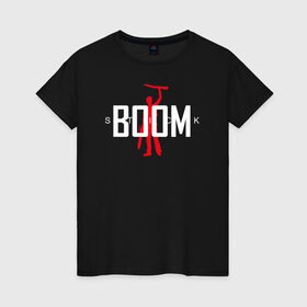 Женская футболка хлопок с принтом Boom Stick в Петрозаводске, 100% хлопок | прямой крой, круглый вырез горловины, длина до линии бедер, слегка спущенное плечо | Тематика изображения на принте: 