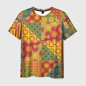 Мужская футболка 3D с принтом Лоскутное шитьё в Петрозаводске, 100% полиэфир | прямой крой, круглый вырез горловины, длина до линии бедер | лоскут | одежда | текстура | ткань | шитьё