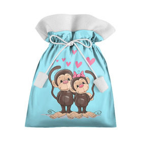 Подарочный 3D мешок с принтом Обезьянки в Петрозаводске, 100% полиэстер | Размер: 29*39 см | 2016 | год | любовь | мартышка | новый | обезьяна | с новым год