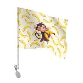 Флаг для автомобиля с принтом Обезьяна с бананом в Петрозаводске, 100% полиэстер | Размер: 30*21 см | мартышка | обезьяна