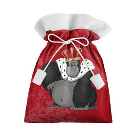 Подарочный 3D мешок с принтом Обезьяна король в Петрозаводске, 100% полиэстер | Размер: 29*39 см | Тематика изображения на принте: 2016 | год | король | корона | мартышка | новый | обезьяна | с новым год