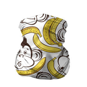 Бандана-труба 3D с принтом Обезьянки и бананы в Петрозаводске, 100% полиэстер, ткань с особыми свойствами — Activecool | плотность 150‒180 г/м2; хорошо тянется, но сохраняет форму | банан
