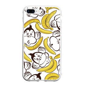 Чехол для iPhone 7Plus/8 Plus матовый с принтом Обезьянки и бананы в Петрозаводске, Силикон | Область печати: задняя сторона чехла, без боковых панелей | банан