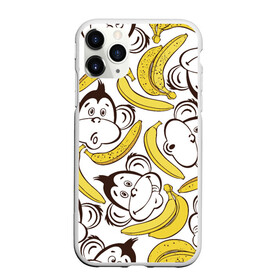 Чехол для iPhone 11 Pro матовый с принтом Обезьянки и бананы в Петрозаводске, Силикон |  | банан