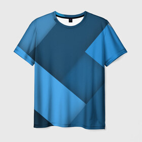 Мужская футболка 3D с принтом Абстракт в Петрозаводске, 100% полиэфир | прямой крой, круглый вырез горловины, длина до линии бедер | геометрия | синий