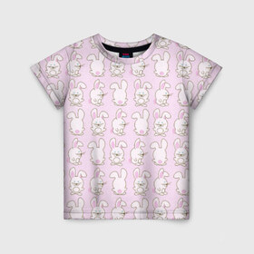 Детская футболка 3D с принтом Зайка в Петрозаводске, 100% гипоаллергенный полиэфир | прямой крой, круглый вырез горловины, длина до линии бедер, чуть спущенное плечо, ткань немного тянется | зайка | милые | паттерн | розовый
