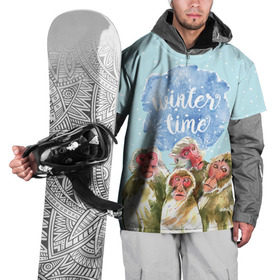 Накидка на куртку 3D с принтом Зимняя пора в Петрозаводске, 100% полиэстер |  | winter | год | зима | мартышка | новогодний | новый | обезьяна | обезьянка | подарок | с новым годом | снег