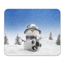 Коврик прямоугольный с принтом Снеговик в Петрозаводске, натуральный каучук | размер 230 х 185 мм; запечатка лицевой стороны | 2016 | winter | год | зима | мартышка | новогодний | новый | обезьяна | обезьянка | подарок | с новым годом | снег | снеговик