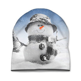 Шапка 3D с принтом Снеговик в Петрозаводске, 100% полиэстер | универсальный размер, печать по всей поверхности изделия | Тематика изображения на принте: 2016 | winter | год | зима | мартышка | новогодний | новый | обезьяна | обезьянка | подарок | с новым годом | снег | снеговик
