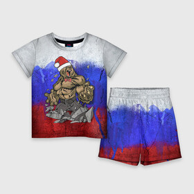 Детский костюм с шортами 3D с принтом Медведь в Петрозаводске,  |  | 2016 | год | медведь | мишка | новогодний | новый | патриот | россия | русский | с новым годом | сила | флаг
