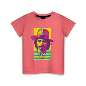 Детская футболка хлопок с принтом Джонни Депп в Петрозаводске, 100% хлопок | круглый вырез горловины, полуприлегающий силуэт, длина до линии бедер | Тематика изображения на принте: depp | johnny | актер | депп | джонни | кино