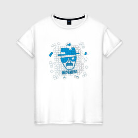 Женская футболка хлопок с принтом Heisenberg Puzzle в Петрозаводске, 100% хлопок | прямой крой, круглый вырез горловины, длина до линии бедер, слегка спущенное плечо | breaking bad | во все тяжкие | сериал