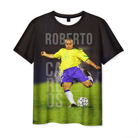 Мужская футболка 3D с принтом Roberto Carlos в Петрозаводске, 100% полиэфир | прямой крой, круглый вырез горловины, длина до линии бедер | carlos | football | roberto carlos | дели дайнамос | роберто | роберто карлос | футбол | футболист