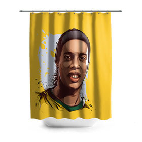 Штора 3D для ванной с принтом Ronaldinho в Петрозаводске, 100% полиэстер | плотность материала — 100 г/м2. Стандартный размер — 146 см х 180 см. По верхнему краю — пластиковые люверсы для креплений. В комплекте 10 пластиковых колец | football | ronaldinho | роналдиньо | футбол | футболист