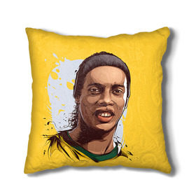 Подушка 3D с принтом Ronaldinho в Петрозаводске, наволочка – 100% полиэстер, наполнитель – холлофайбер (легкий наполнитель, не вызывает аллергию). | состоит из подушки и наволочки. Наволочка на молнии, легко снимается для стирки | football | ronaldinho | роналдиньо | футбол | футболист
