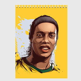 Скетчбук с принтом Ronaldinho в Петрозаводске, 100% бумага
 | 48 листов, плотность листов — 100 г/м2, плотность картонной обложки — 250 г/м2. Листы скреплены сверху удобной пружинной спиралью | football | ronaldinho | роналдиньо | футбол | футболист