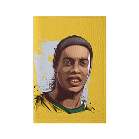 Обложка для паспорта матовая кожа с принтом Ronaldinho в Петрозаводске, натуральная матовая кожа | размер 19,3 х 13,7 см; прозрачные пластиковые крепления | Тематика изображения на принте: football | ronaldinho | роналдиньо | футбол | футболист