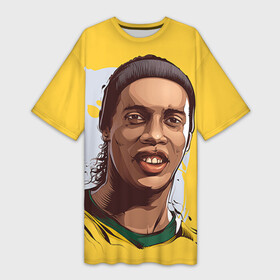 Платье-футболка 3D с принтом Ronaldinho в Петрозаводске,  |  | football | ronaldinho | роналдиньо | футбол | футболист