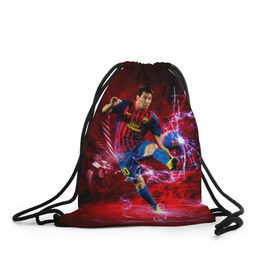 Рюкзак-мешок 3D с принтом Messi в Петрозаводске, 100% полиэстер | плотность ткани — 200 г/м2, размер — 35 х 45 см; лямки — толстые шнурки, застежка на шнуровке, без карманов и подкладки | месси