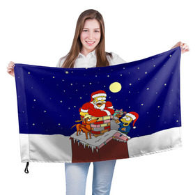 Флаг 3D с принтом Новый год у Симпоснов в Петрозаводске, 100% полиэстер | плотность ткани — 95 г/м2, размер — 67 х 109 см. Принт наносится с одной стороны | гомер