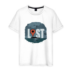 Мужская футболка хлопок с принтом Lost в Петрозаводске, 100% хлопок | прямой крой, круглый вырез горловины, длина до линии бедер, слегка спущенное плечо. | Тематика изображения на принте: остаться в живых | остров | сериал