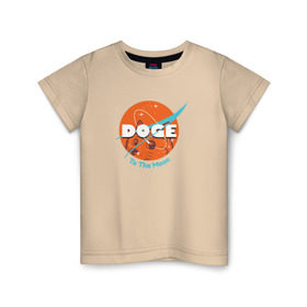 Детская футболка хлопок с принтом Doge NASA в Петрозаводске, 100% хлопок | круглый вырез горловины, полуприлегающий силуэт, длина до линии бедер | Тематика изображения на принте: smile | космос | лайка | луна | собака | улыбка