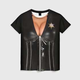 Женская футболка 3D с принтом Костюм шерифа в Петрозаводске, 100% полиэфир ( синтетическое хлопкоподобное полотно) | прямой крой, круглый вырез горловины, длина до линии бедер | год | грудь | костюм | новый | ролевые | тело | шериф