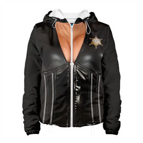 Женская куртка 3D с принтом Костюм шерифа в Петрозаводске, ткань верха — 100% полиэстер, подклад — флис | прямой крой, подол и капюшон оформлены резинкой с фиксаторами, два кармана без застежек по бокам, один большой потайной карман на груди. Карман на груди застегивается на липучку | год | грудь | костюм | новый | ролевые | тело | шериф