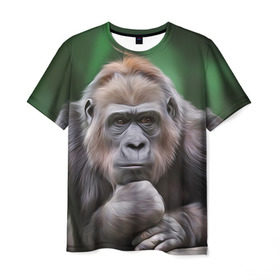 Мужская футболка 3D с принтом Обезьяна в Петрозаводске, 100% полиэфир | прямой крой, круглый вырез горловины, длина до линии бедер | 2016 | мартышка | обезьяна | с новым годом | символ нг